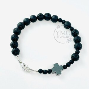 Black Rosary Bracelet,Boy Men Man First Communion Confirmation Godfather Bracelet,Chaplet Rosary Bracelet,Chaplet Bracelet,RCIA Men Bracelet