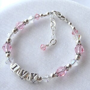 Personalized Birthstone Name Girl Bracelet,Birthstone Name  Bracelet,Baptism Name Bracelet,Baby Name Bracelet Girl, Little Girl Name Jewelry