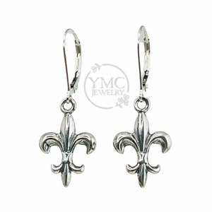 Pendientes de flor de lis de plata esterlina, joyas de flor de lis, colgantes de flor de lis, pendientes de flor de lis, pendientes de flor francesa, regalo para ella