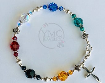 Salvation Bracelet, Confirmation Bracelet, First Communion Bracelet,Prayer Bracelet,Faith Bracelet,Cross Colorful PRESTIGE Crystal Bracelet