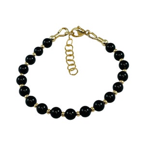 Protection Black Onyx Child Bracelet,Baby Boy Bracelet,Baby Protection Evil Eye Bracelet,Black Bracelet Gift for Baby Girl Boy Child Mom Dad