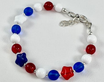 Patriotische USA Kinder Armband, USA Feiertage Armband, 4.Juli Armband, rot weiß und blau Armband, 4.Juli Armband,Patriotischer Schmuck