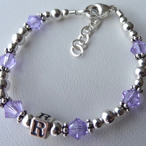 Personalized Initial Baby Bracelet,Birthstone Initial Baby Bracelet,Baby Baptism Bracelet,Child Initial Bracelet,Christening BaptismBracelet