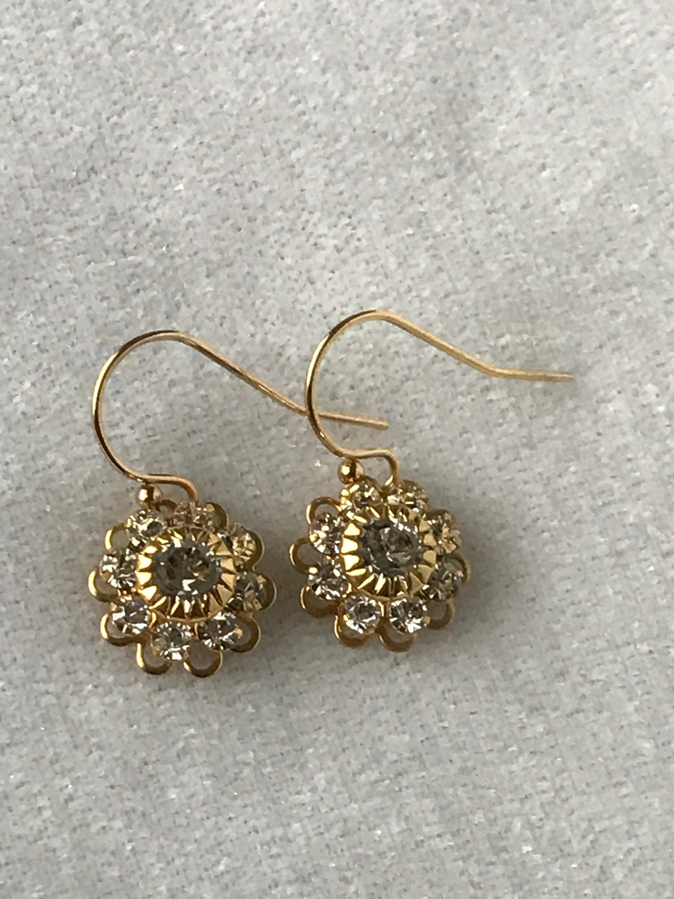Gold Flower Dangle EarringsGold Flower Girl Dangle Stud Post Etsy