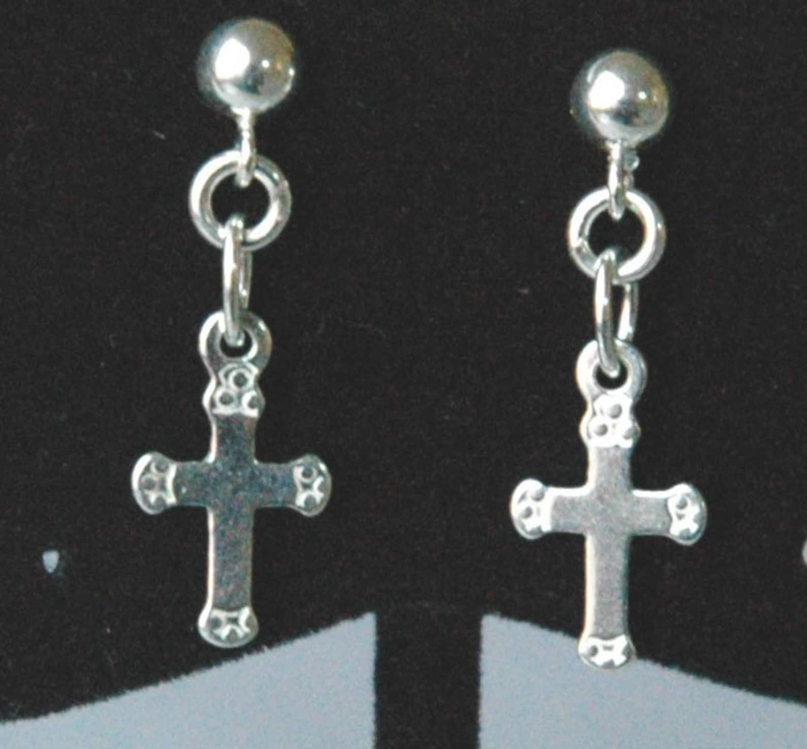 14kt Gold Filled Cross Earrings Cross Earrings Tiny Cross Etsy