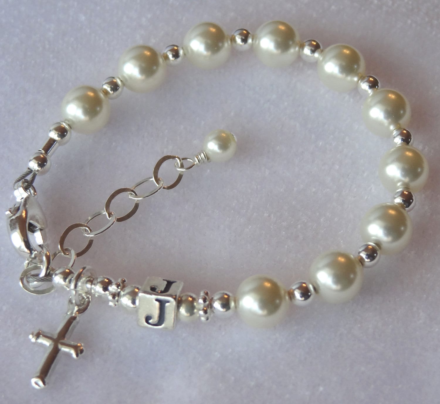 Rosario bianco per neonati in argento sterling, regalo per il battesimo di una neonata, rosario cattolico, regalo per il figlioccio da parte dei padrini, battesimo di un bambino. - Italia
