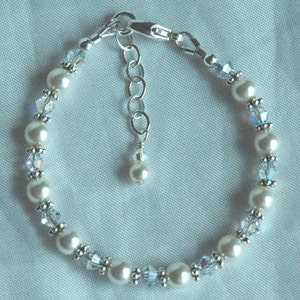 Benutzerdefinierte Armband für kleine Mädchen, Kristallperlenarmband, Baby-Perlenarmband, Blumenmädchen-Perlenarmband, Blumenmädchen danke Geschenk
