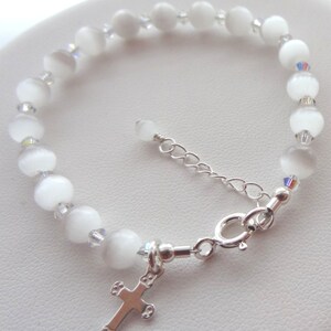 Sterlingzilveren kruisdooparmband, armband bloemenmeisjes, dooparmband, armband eerste communie