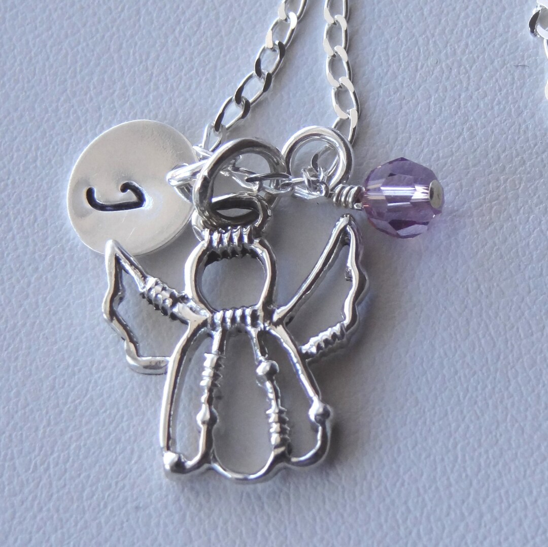 Angel Initial Remembrance Memorial Personalized Angel Necklace,guardian Angel ...