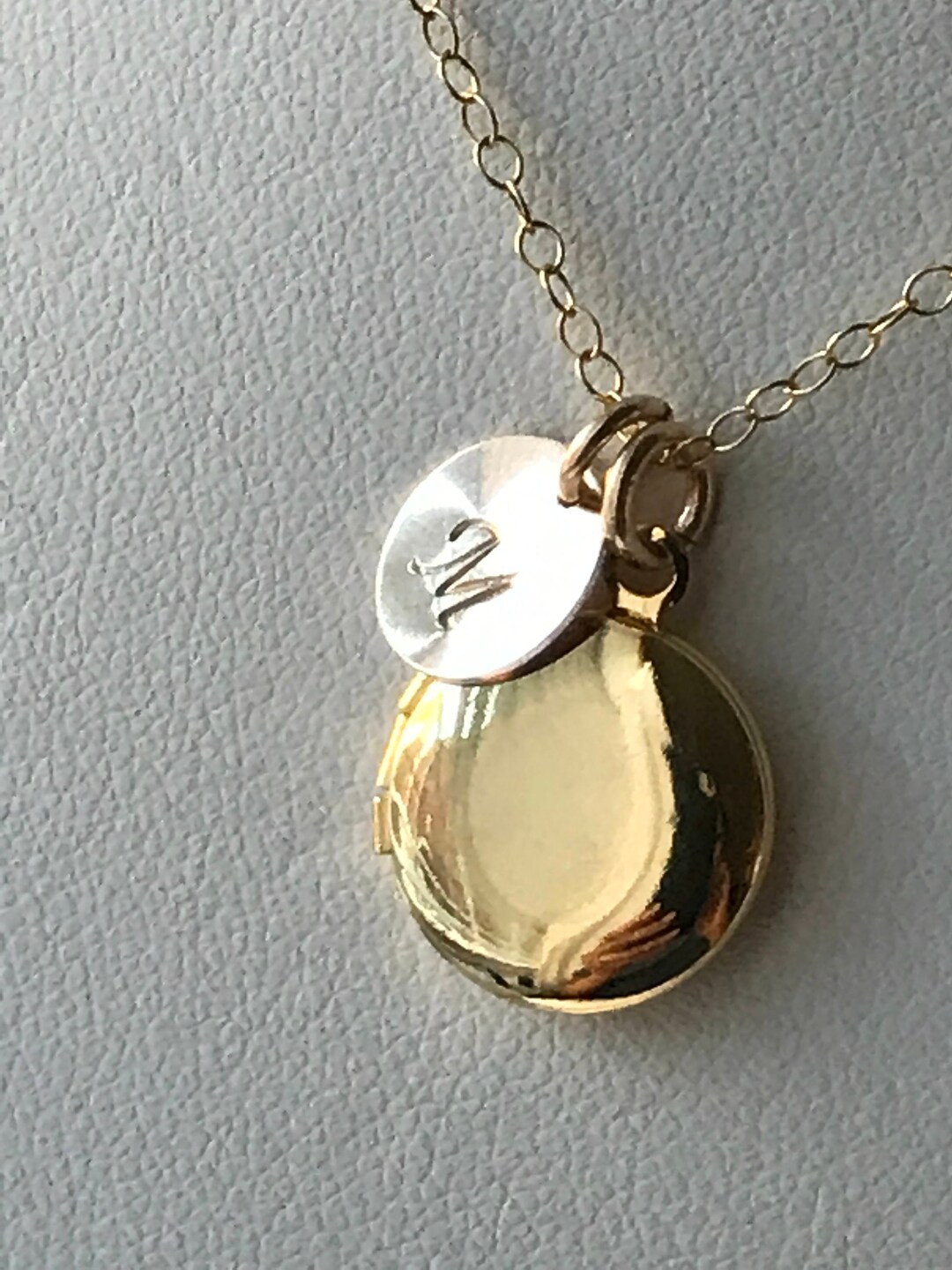 Gold Initial Girls Locket Necklace, Flower Girl Locket Necklace, Children Locket Necklace, Round