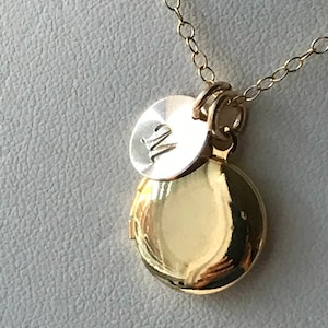 Gold Initial Girls Locket Necklace, Flower Girl Locket Necklace, Children Locket Necklace, Round Locket Necklace, Little Locket Necklace