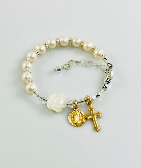 Baby rosary hotsell bracelet baptism