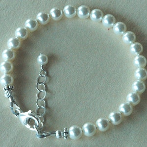 Schlichte PRESTIGE Kristallperle Baby Mädchen Kinder Armband,Baby Perle Armband,Blumenmädchen Armband,Kleinkind Armband,Geschenk für Baby Mädchen