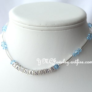 Sterling Silver Personalized Birthstone Name Necklace,Personalized Necklace,Birthstone Necklace,Flower Girl Necklace, Initial Name Necklace