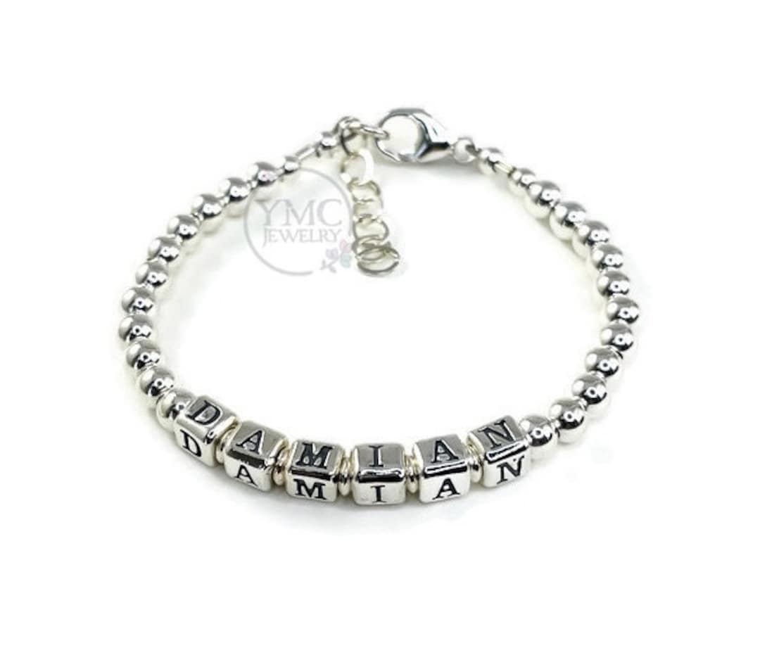 BOY GIRL Name Bracelet,solid Sterling Silver Children Boy Name Bracelet, Boy Bracelet