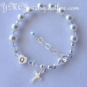 Baptism Personalized Baby Initial Rosary Bracelet,Baby Baptism Bracelet,First Communion Bracelet,Confirmation Bracelet,Christening Bracelet
