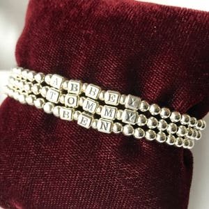 Sterling Silver Mother Name Bracelet,Mother Bracelet, Mother&#39;s Day Present Bracelet, Grandmother, Name Bracelet, Triple Strand Name Bracelet
