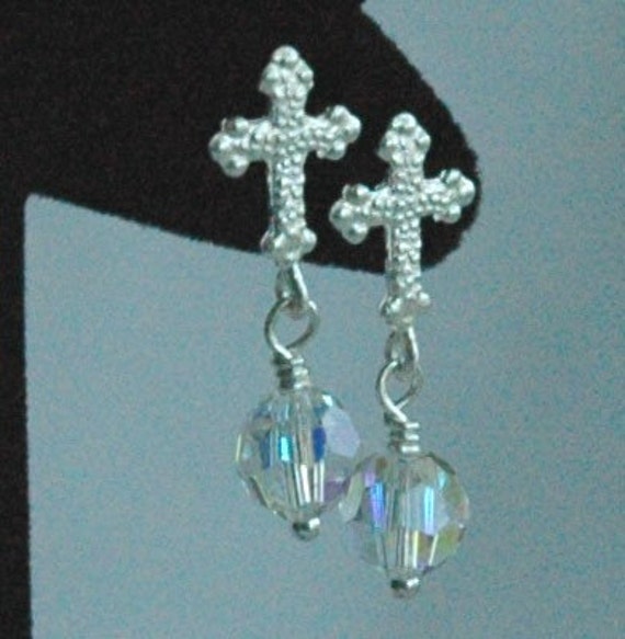 ピアス Petite Earrings (heart/star/ribbon/cross) Sterling Silver Tiny Heart Cross Post Stud Earrings,first