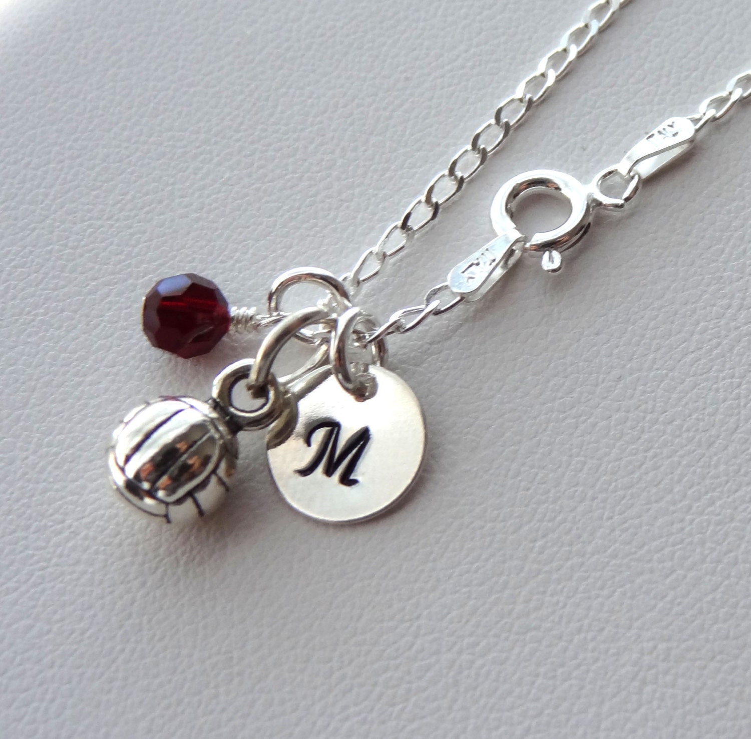 Sterling Silver Personalized Sport Ball Necklace Initial Etsy