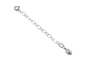 Rallonge de bijoux en argent sterling de 2 1/2 pouces avec fermoir, rallongez la superposition de colliers-bracelets, rallonge avec breloque, chaîne de rallonge