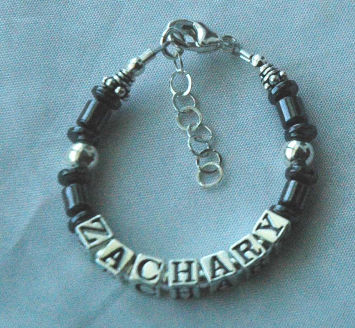 Sterling Silver Baby Boy Name Bracelet Baptism Boy Bracelet Etsy