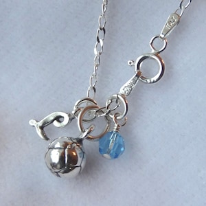Sterling Silver Personalized Soccer Ball Necklace,Birthstone Sport Necklace,Sports Personalized Jewelry,Football Soccer Necklace,Sport