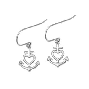 Sterling Silver Heart Anchor Cross Earrings,Sterling Silver Cross Earrings,Heart Earrings,Religious Earrings,Communion Confirmation Earrings