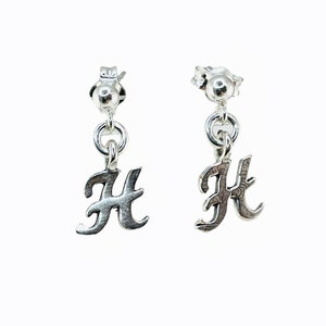 Pendientes de plata personalizados con iniciales para niños, pequeños colgantes, pendientes con forma de bola, pendientes con inicial y monograma personalizados, pendientes para niñas de las flores, regalos para adolescentes