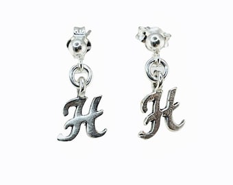 Silver Initial Custom Children Earrings,Tiny Dangles, Ball Stud,Personalized-Monogram-Initial Earrings,Flower Girl Earrings,Gifts for teens