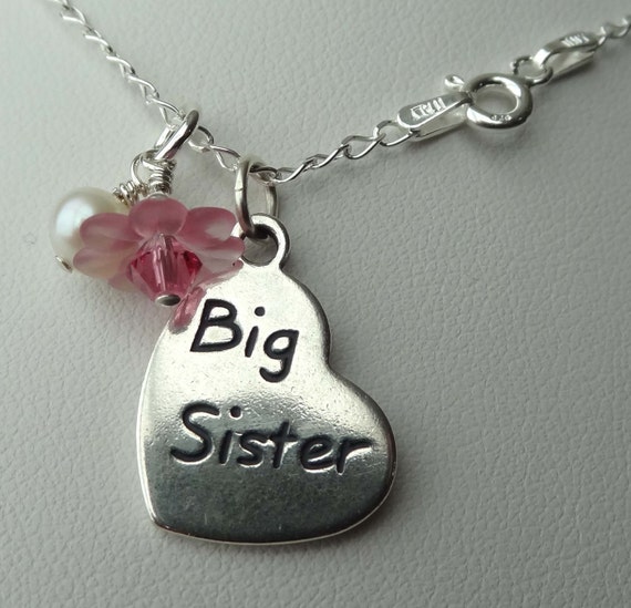 Big sister little sister sterling silver necklace clearance