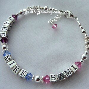 Personalized Family Mother&#39;s Grandmother&#39;s Nana Bracelet,Name Bracelet,Beaded Mother Name Birthstone Bracelet,Two Names Three Names Bracelet