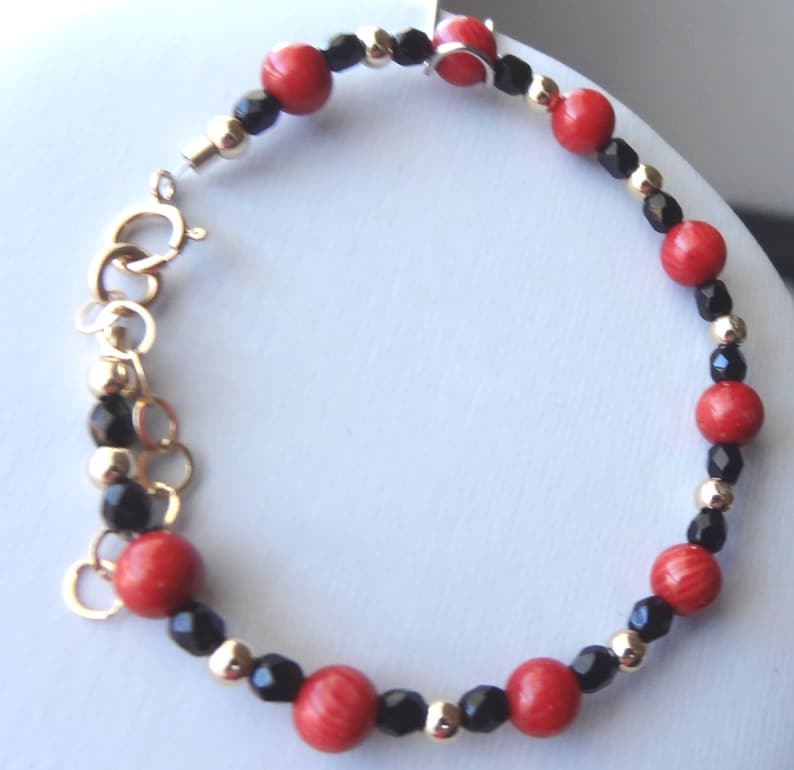 Personalized Gold Red Evil Eye Bracelet Gold Baby Initial Etsy