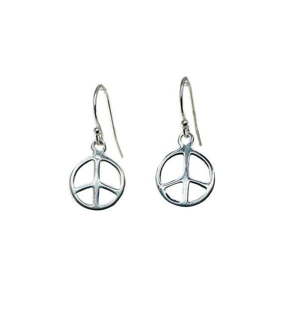 Sterling silver peace sign earrings discount