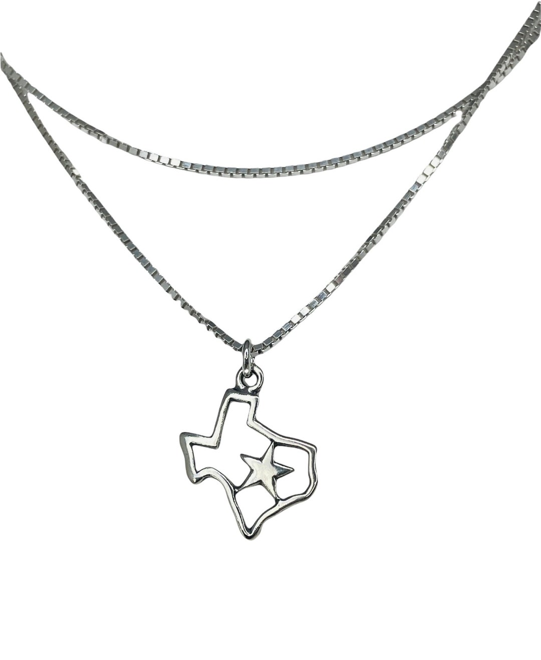 Sterling Silver Texas Necklace, Lone Star Necklace, Texas Lone Star