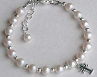 Bracciale Per Prima Comunione Con Croce E Perline Placcate Oro – Regalo Cattolico Per Ragazze, Regolabile, Con Sacchetto E Biglietto - 6