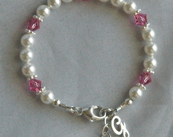 Armband med födelsesten för första gången, armband för blommaflicka, armband för juniorbrudtärnor, armband för dop, armband för första nattvarden, armband för babypärlor