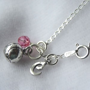 Sterling Silver Personalized Baseball Softball Necklace,Birthstone Necklace,Initial Necklace,Sports Jewelry,Personalized Jewelry,Sport Team