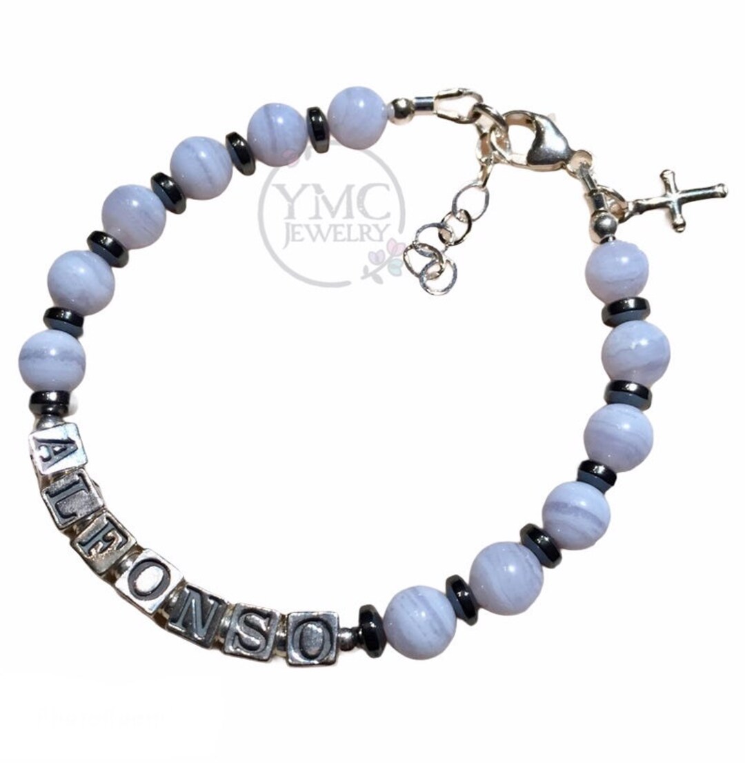 Baby Boy Name Bracelet,Baby Boy Baptism Bracelet,Boy Christening