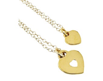 Conjunto de collar de corazón para madre e hija, conjunto de collar para madre e hija, collar de corazón, collar para niñas pequeñas, joyas para el día de San Valentín para mamá y yo