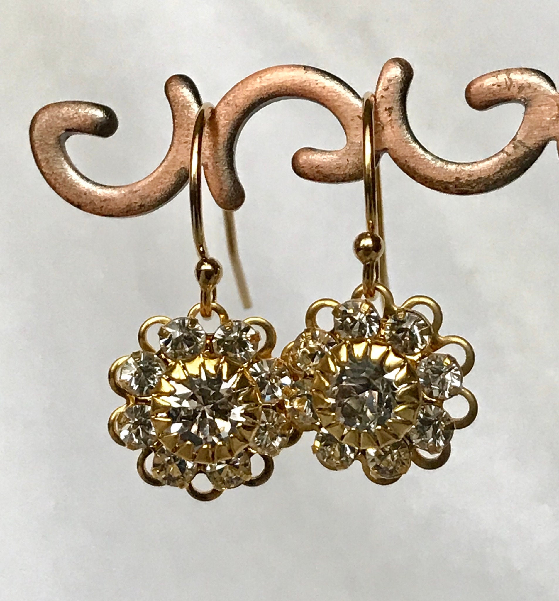 Gold Flower Dangle EarringsGold Flower Girl Dangle Stud Post Etsy