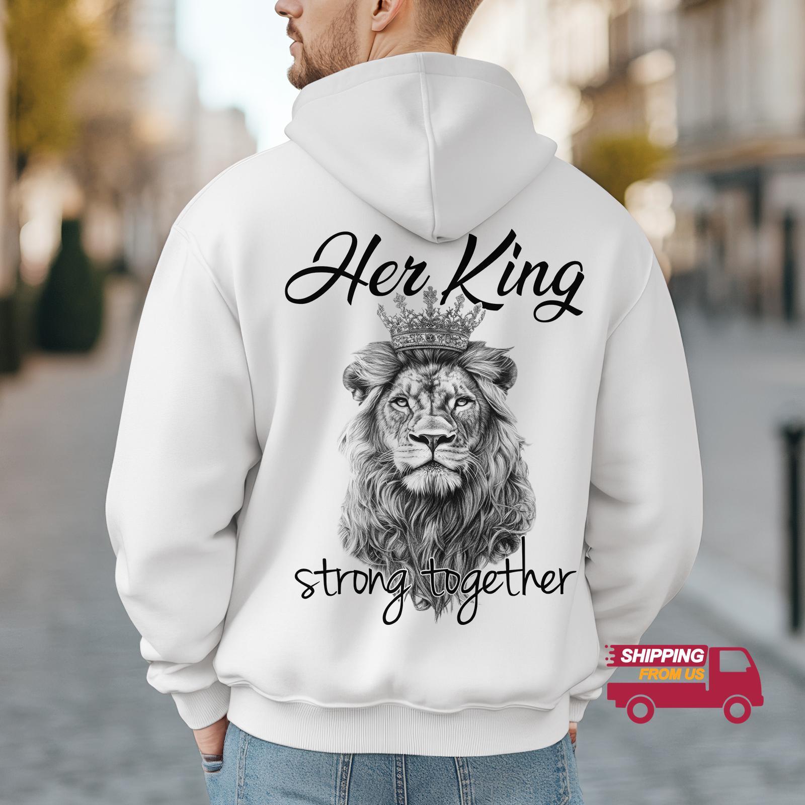 Lion Couple Hoodies, His Queen Her King Couples Hoodies, His