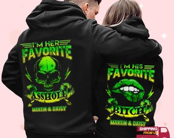 Personalized Couple Shirt, Skeleton Couple Hoodie, Matching Couple Hoodies, Valentine&#39;s Day Gifts, Custom Couples Hoodies