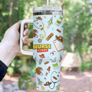 Toy Story Nurse Tumbler 40oz, Buzz And Woody Nurse Team Cup, Disney Nurse Story Mug, Nurse Team Group Cup, Nurse Week Gift