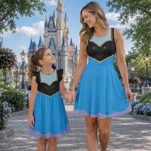 Anna Frozen Princess Costume Matching Dress, Disney Princess Cosplay Outfit, Arendelle Cosplay Dress, Theme Park Dress, Halloween Gift