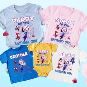 Camiseta de cumpleaños de niña araña, camisetas familiares a juego de arañas, camiseta de cumpleaños de niña personalizada, camiseta de fiesta de arañas, regalos de cumpleaños