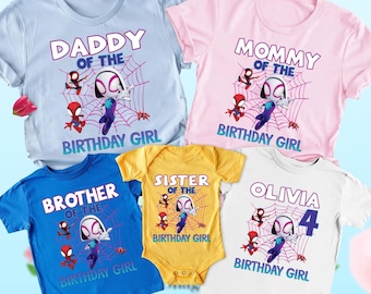 Spider Girl Birthday Shirt, Spider Matching Family Shirts, Custom Girl Birthday Shirt, Spider Party Shirt, Birthday Gifts