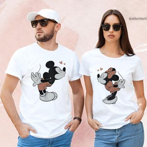 Disney Mickey And Minnie Couple Shirt, Mickey And Minnie Matching Hoodie, Mickey and Minnie Kiss Shirt, Valentine&#39;s Day Gift