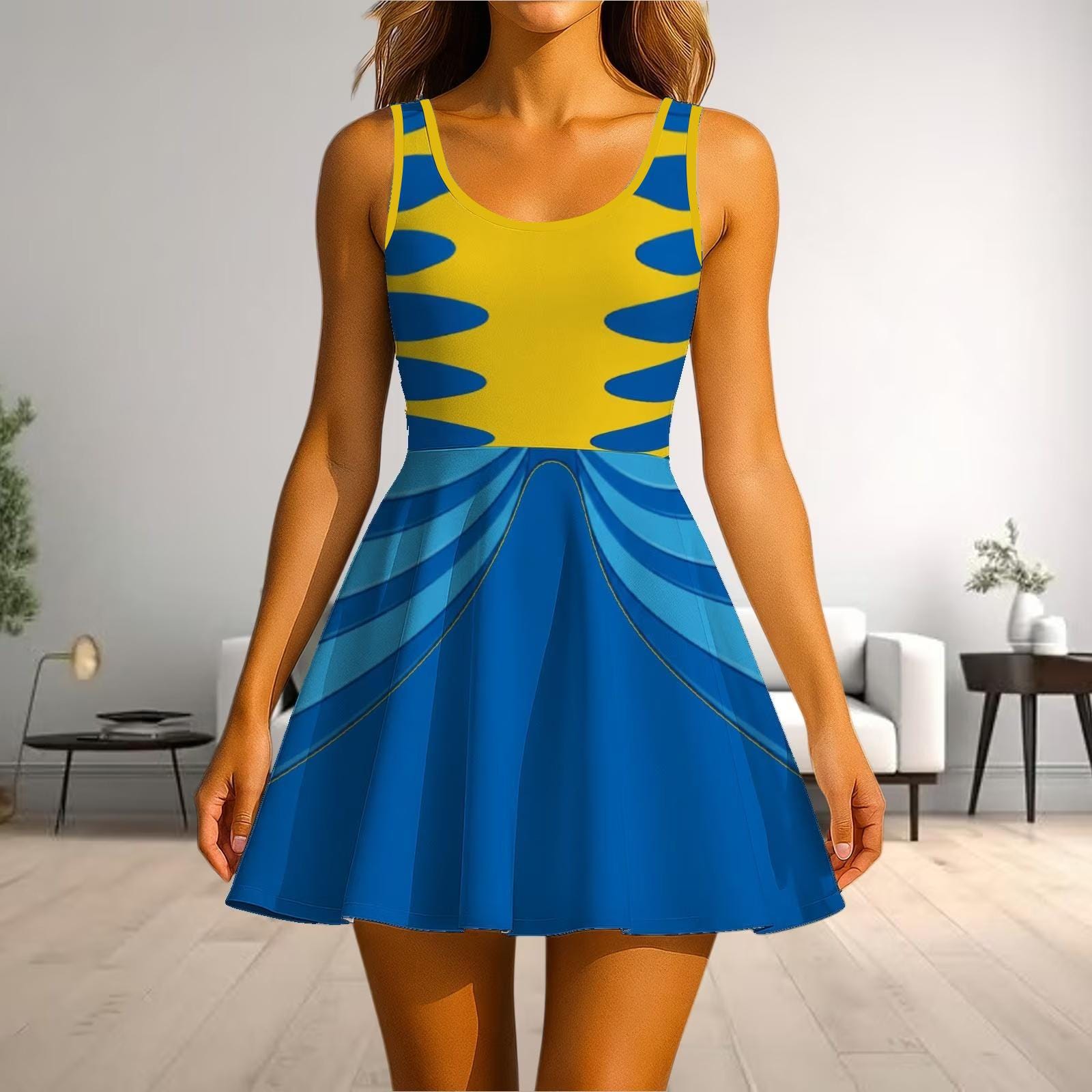 Blue and Yellow Dress for Women