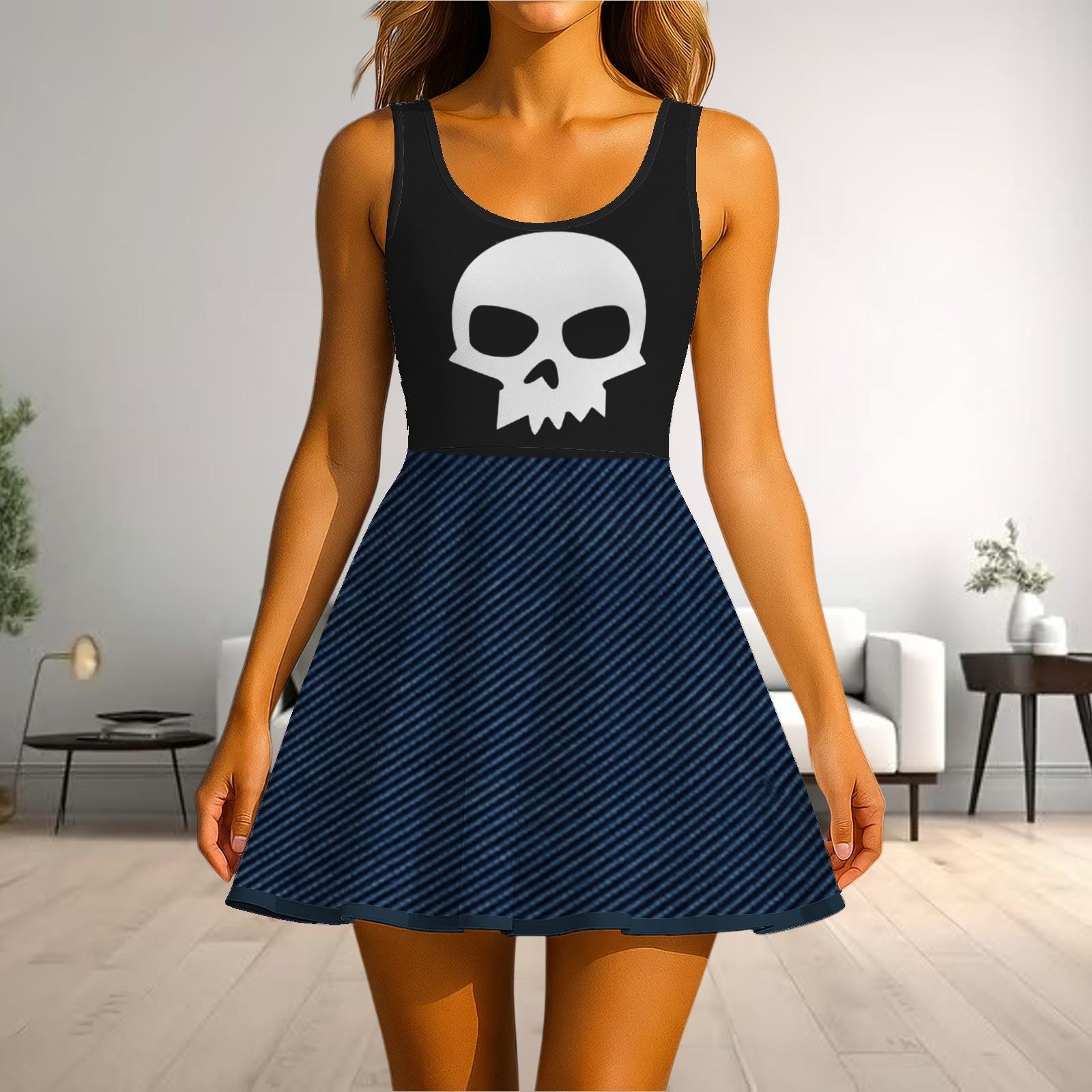blue skull dress Skater Color:SHELL PINK or add the matching Group: Halter Tankini Top Top Earrings to Wear