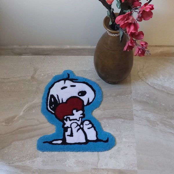 Love Snoopy carpet rug tufting handmade custom madewithlove giftidea birthday party livingroomdecor snoopy cartoon